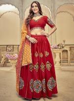 Georgette Maroon Navratri Wear Embroidery Work Lehenga Choli